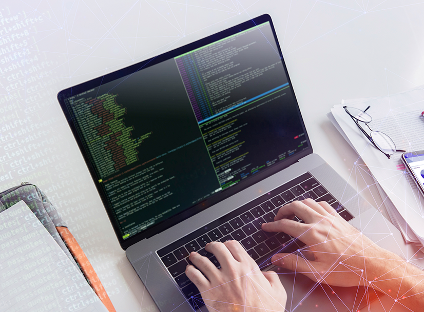 Custom software development on laptop